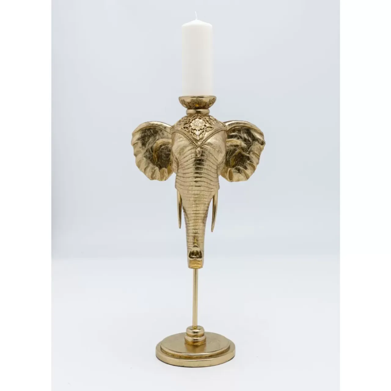 Kerzenständer & Laternen-KARE Design Kerzenständer Elephant Head Gold 49Cm