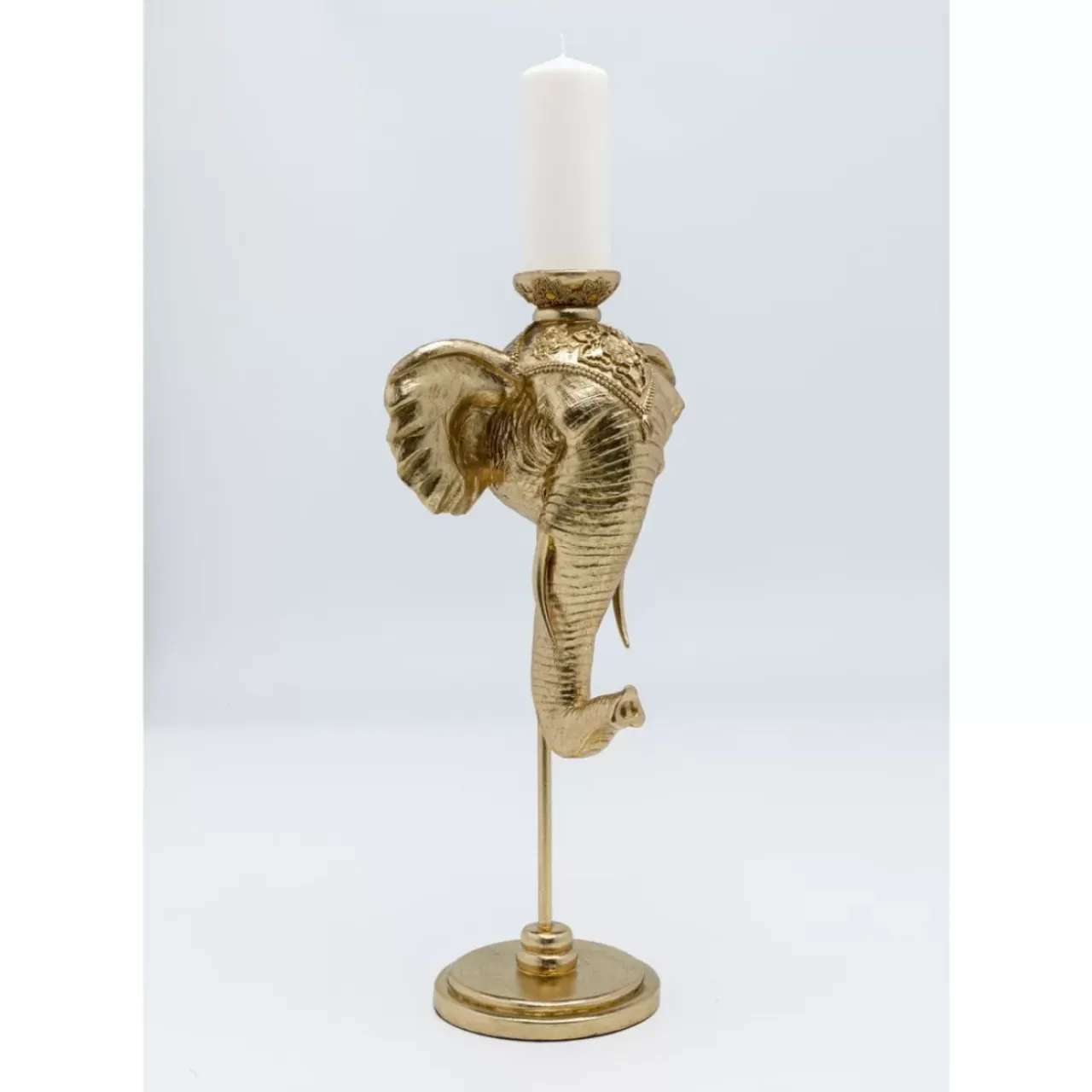 Kerzenständer & Laternen-KARE Design Kerzenständer Elephant Head Gold 49Cm