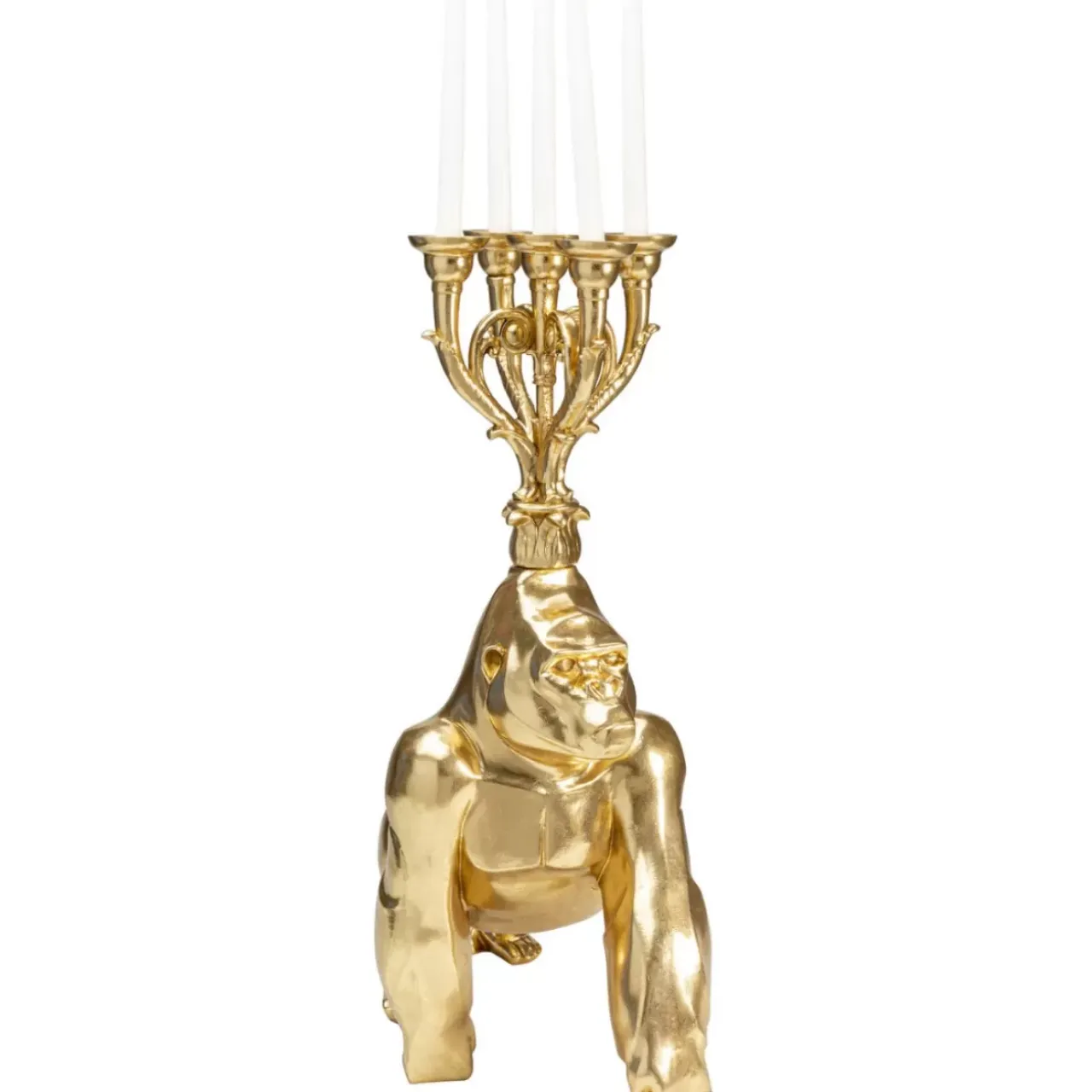 Kerzenständer & Laternen-KARE Design Kerzenständer Gorilla Gold
