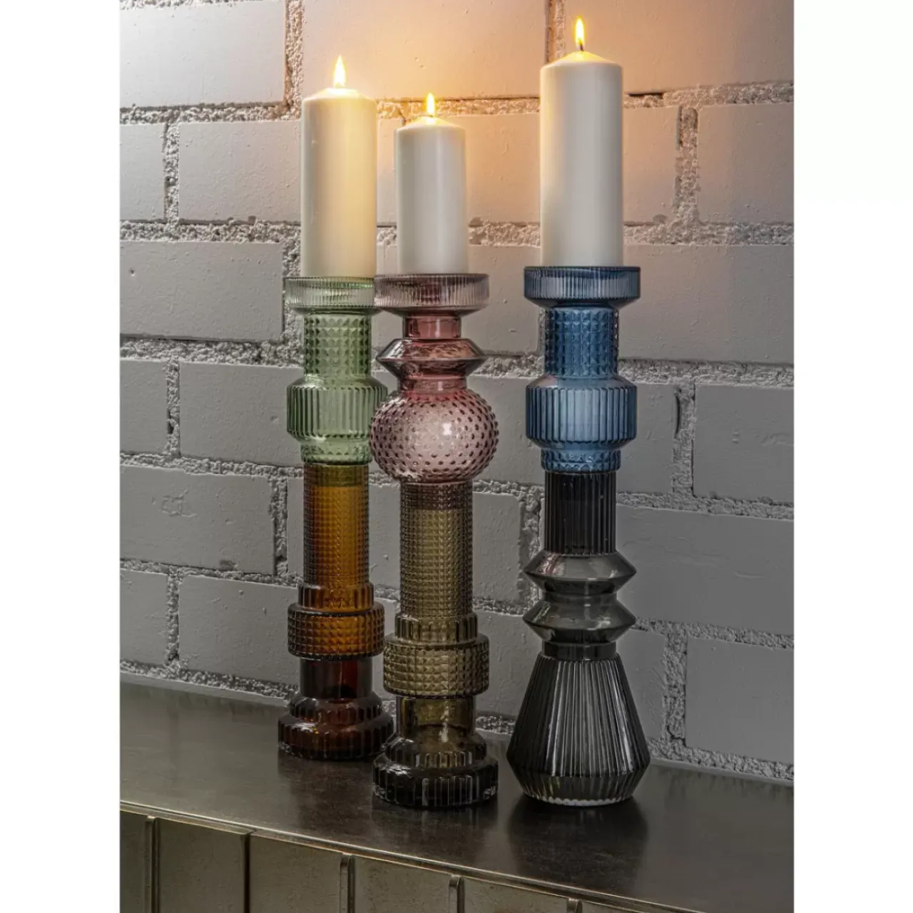 Kerzenständer & Laternen-KARE Design Kerzenständer Marvelous Duo Lila Grau 49