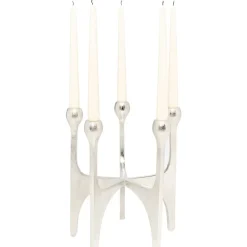 Kerzenständer & Laternen-KARE Design Kerzenständer Stacky Silber 31Cm
