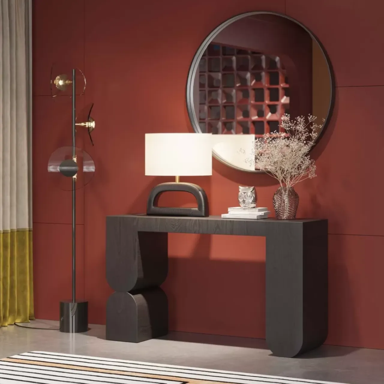 Kommoden & Sideboards-KARE Design Konsole Curve Schwarz 120X76Cm