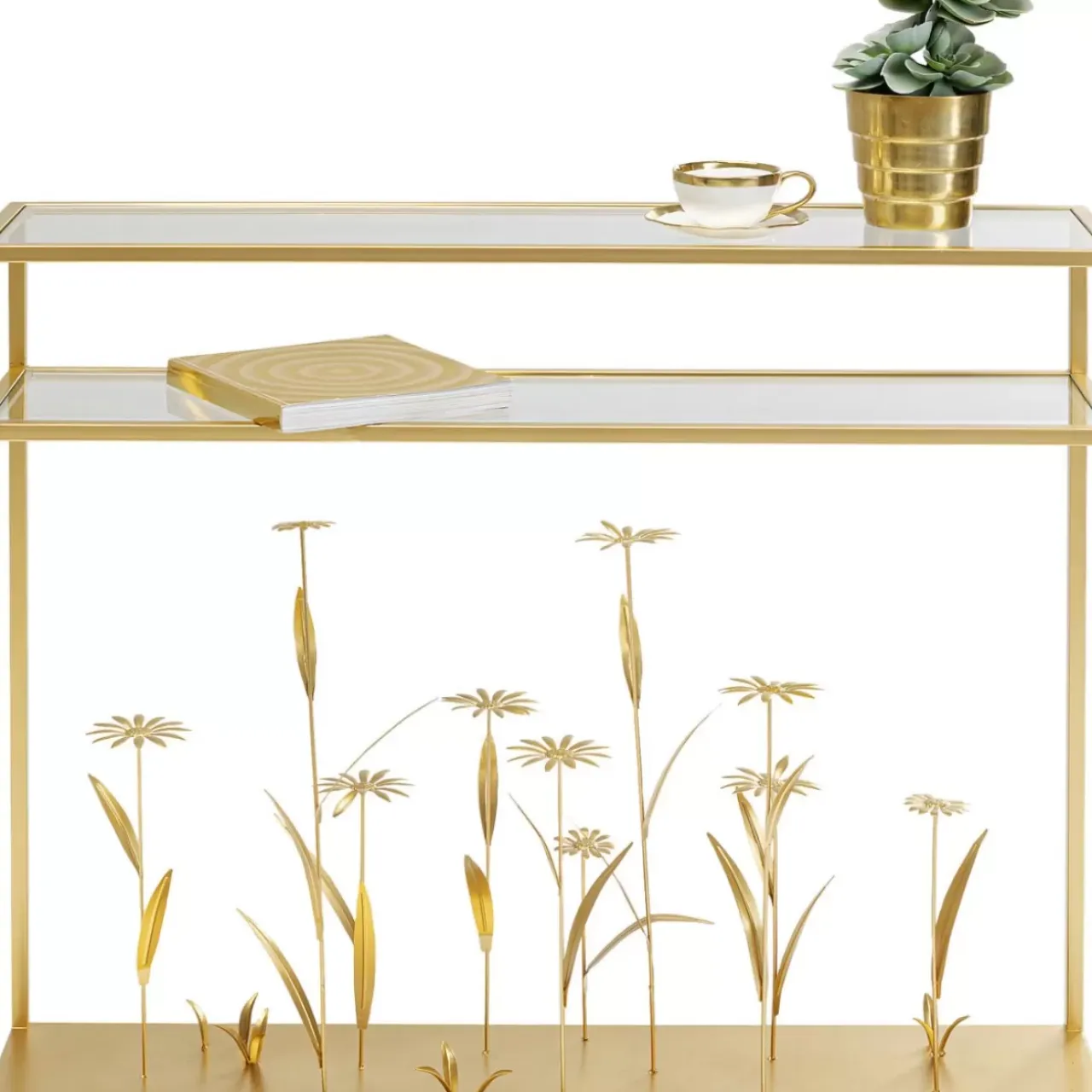 Kommoden & Sideboards-KARE Design Konsole Flower Meadow Gold 100