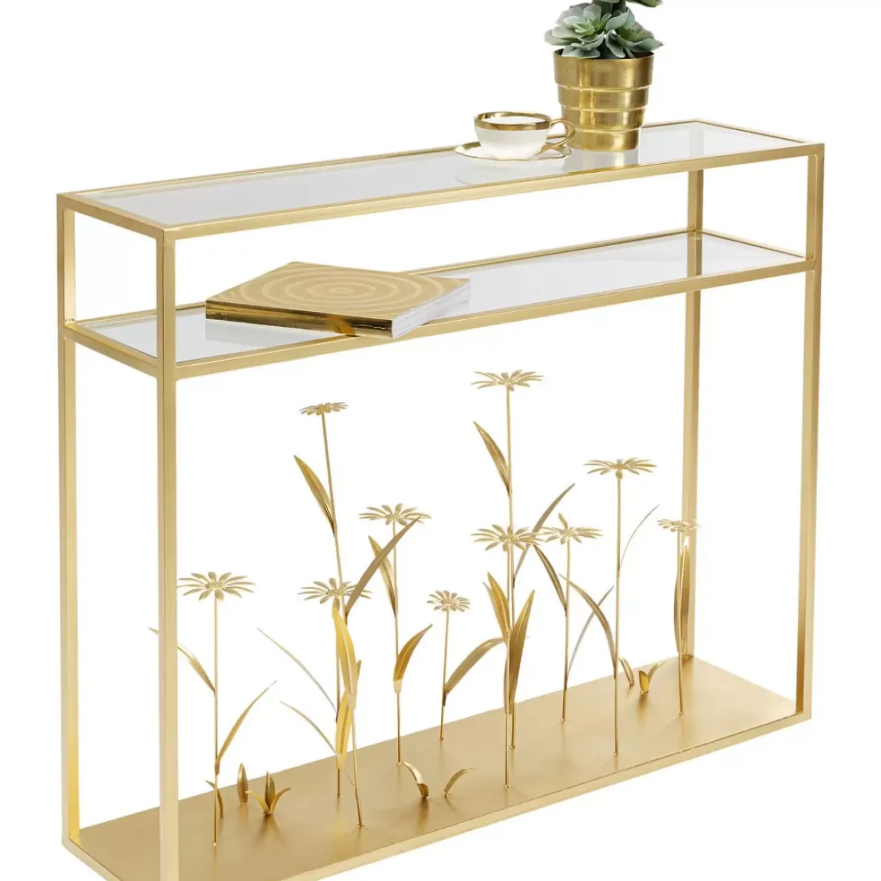 Kommoden & Sideboards-KARE Design Konsole Flower Meadow Gold 100