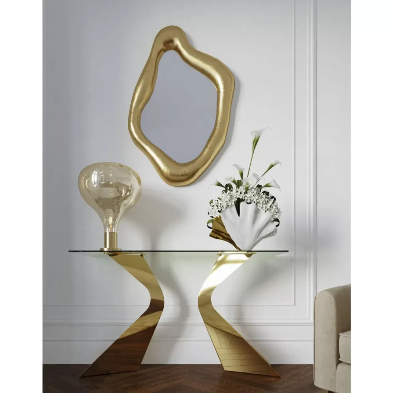 Kommoden & Sideboards-KARE Design Konsole Gloria Gold