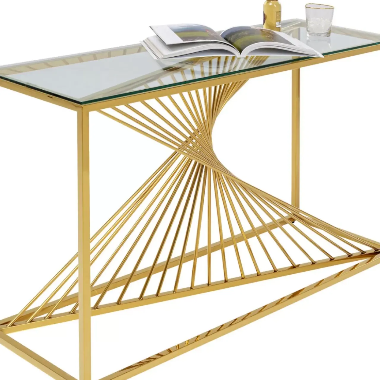 Kommoden & Sideboards-KARE Design Konsole Laser Gold 120X40