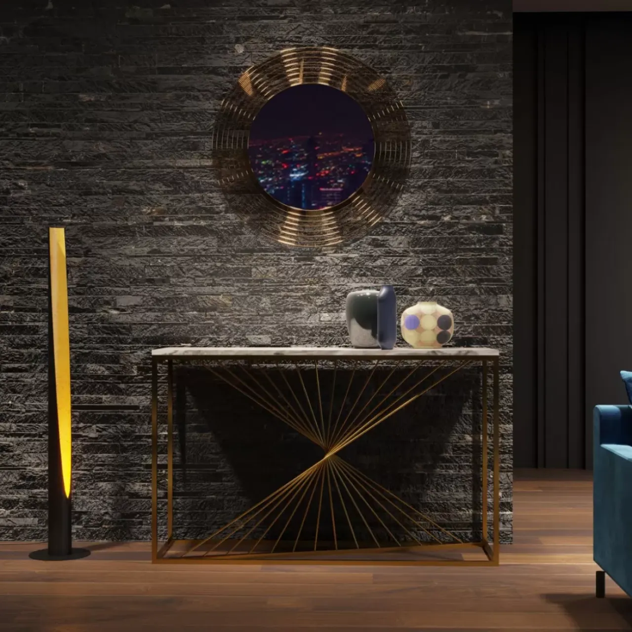 Kommoden & Sideboards-KARE Design Konsole Laser Gold 120X40