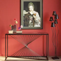 Kommoden & Sideboards-KARE Design Konsole Laser Schwarz Klarglas 120X40Cm