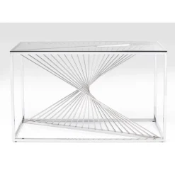 Kommoden & Sideboards-KARE Design Konsole Laser Silber Klarglas 120X40