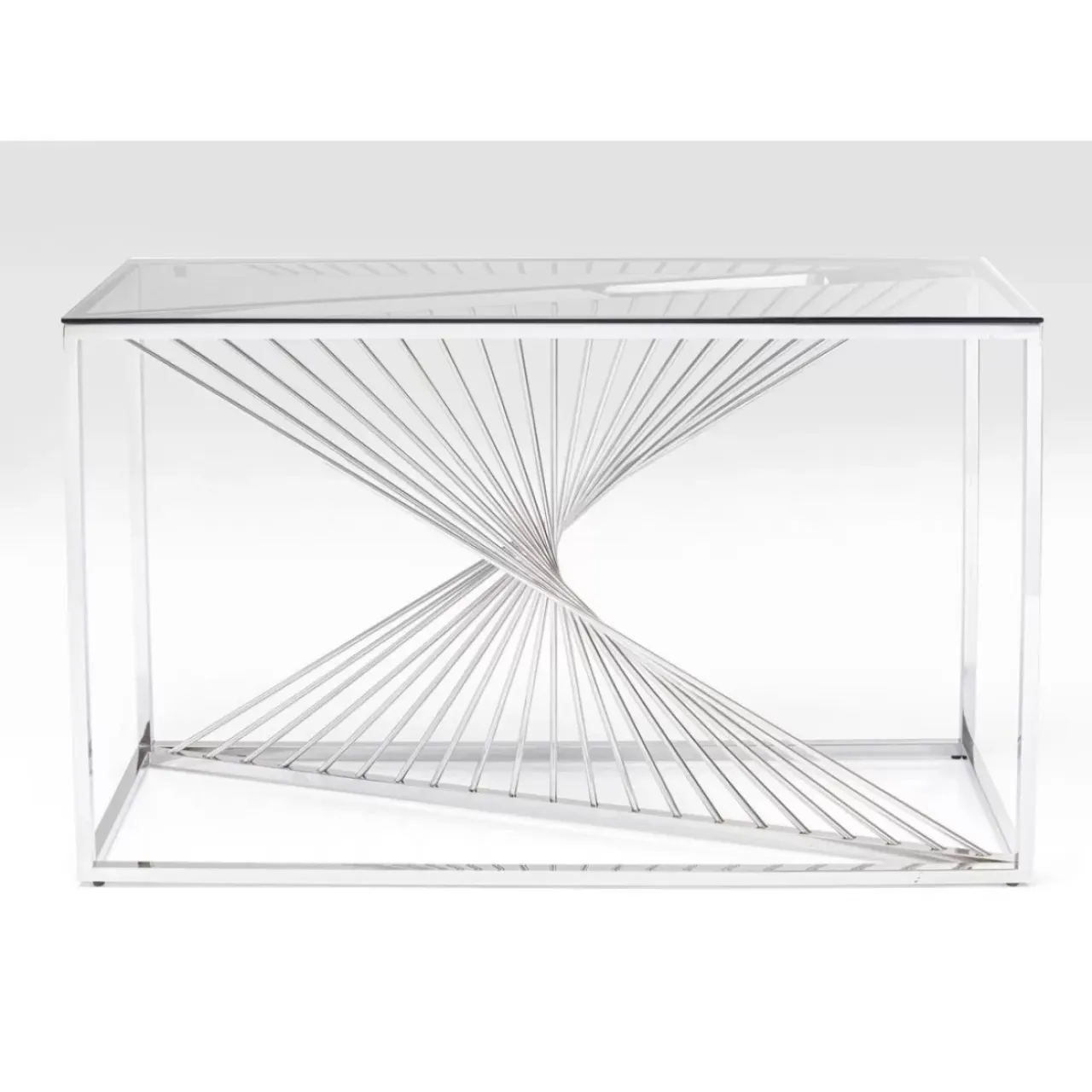 Kommoden & Sideboards-KARE Design Konsole Laser Silber Klarglas 120X40