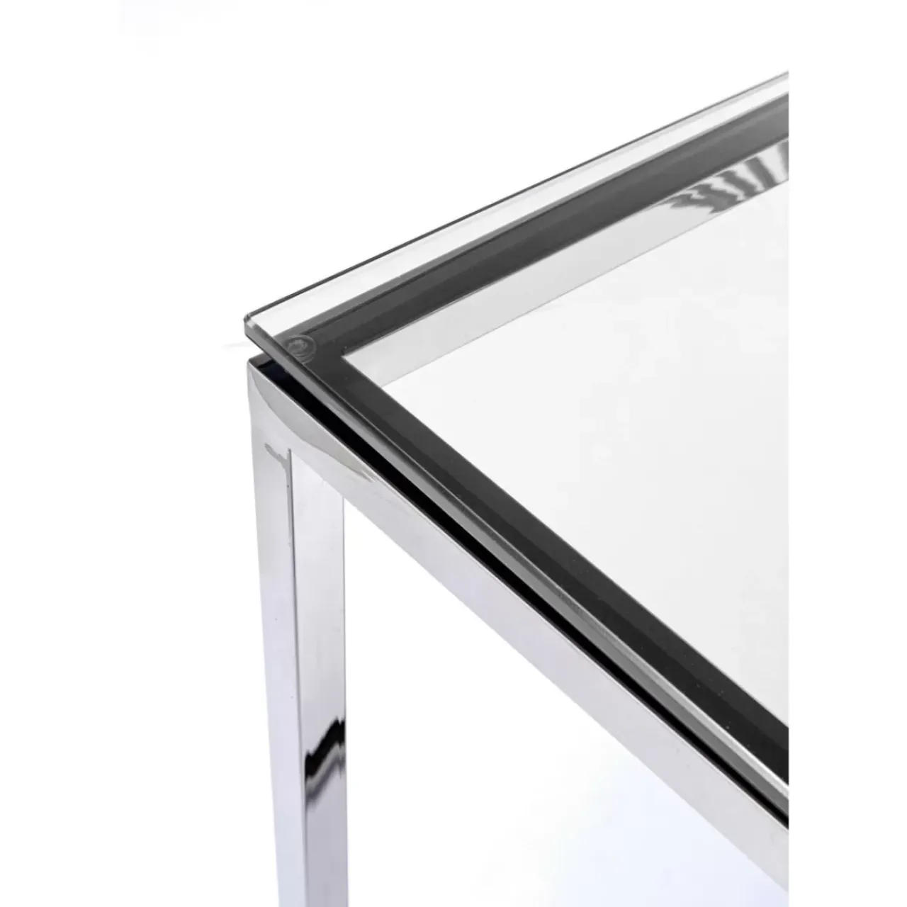 Kommoden & Sideboards-KARE Design Konsole Laser Silber Klarglas 120X40