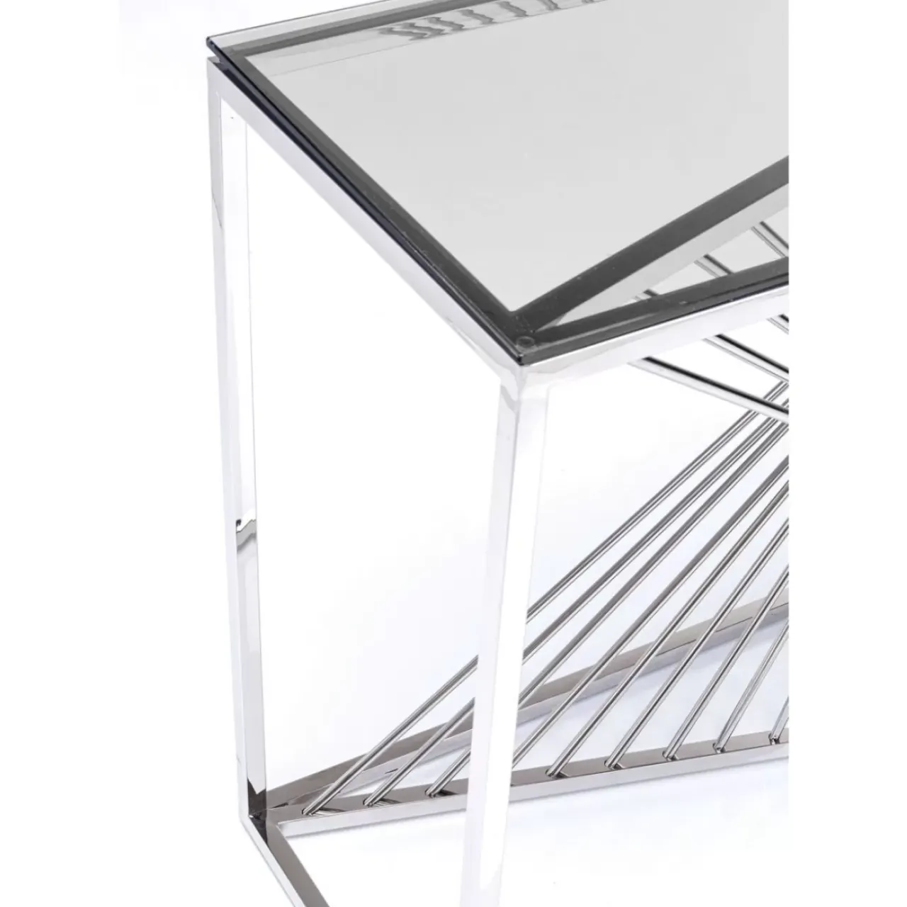 Kommoden & Sideboards-KARE Design Konsole Laser Silber Klarglas 120X40