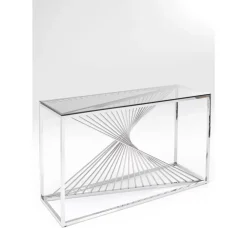 Kommoden & Sideboards-KARE Design Konsole Laser Silber Klarglas 120X40