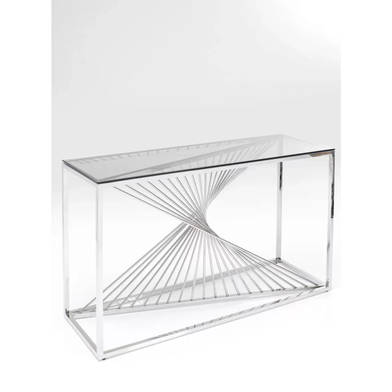 Kommoden & Sideboards-KARE Design Konsole Laser Silber Klarglas 120X40