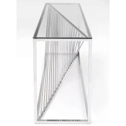 Kommoden & Sideboards-KARE Design Konsole Laser Silber Klarglas 120X40