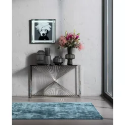 Kommoden & Sideboards-KARE Design Konsole Laser Silber Klarglas 120X40