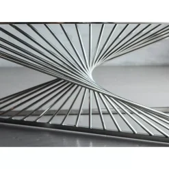 Kommoden & Sideboards-KARE Design Konsole Laser Silber Klarglas 120X40