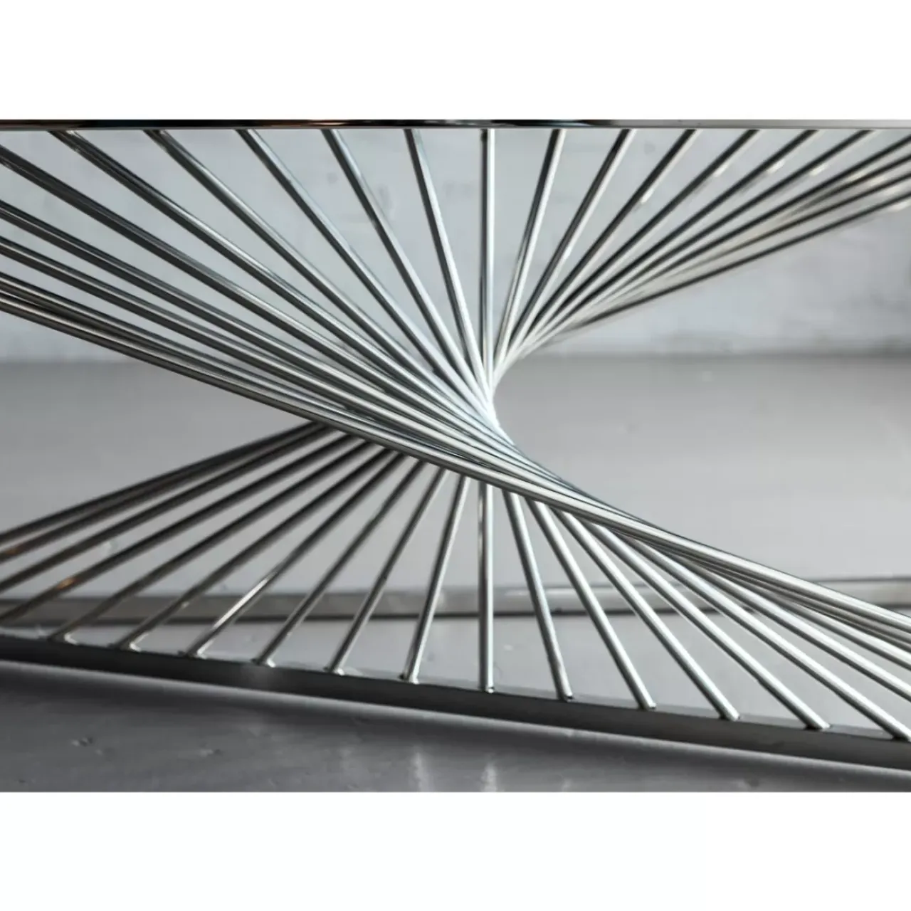 Kommoden & Sideboards-KARE Design Konsole Laser Silber Klarglas 120X40