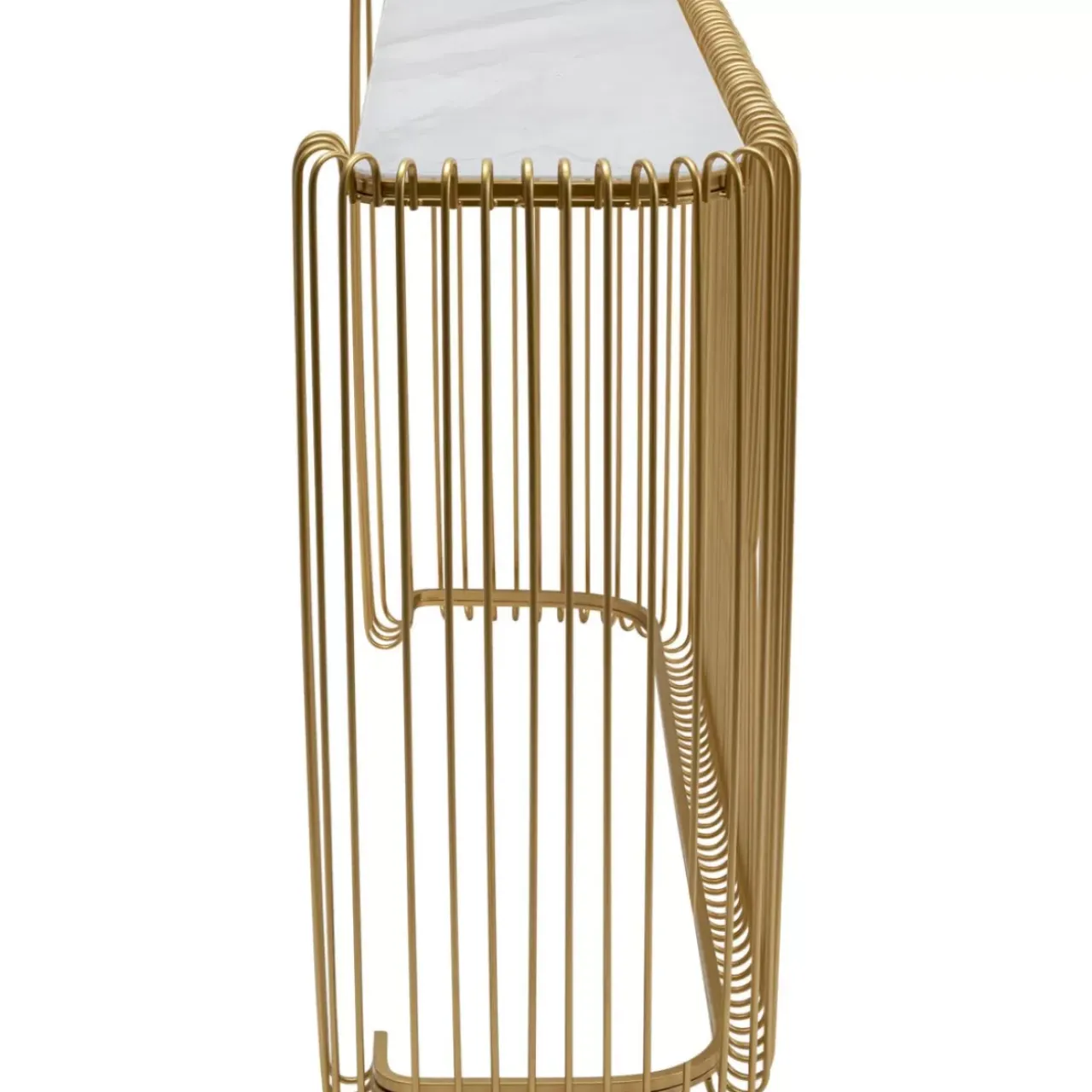 Kommoden & Sideboards-KARE Design Konsole Wire Glas Marble Gold 142X89Cm