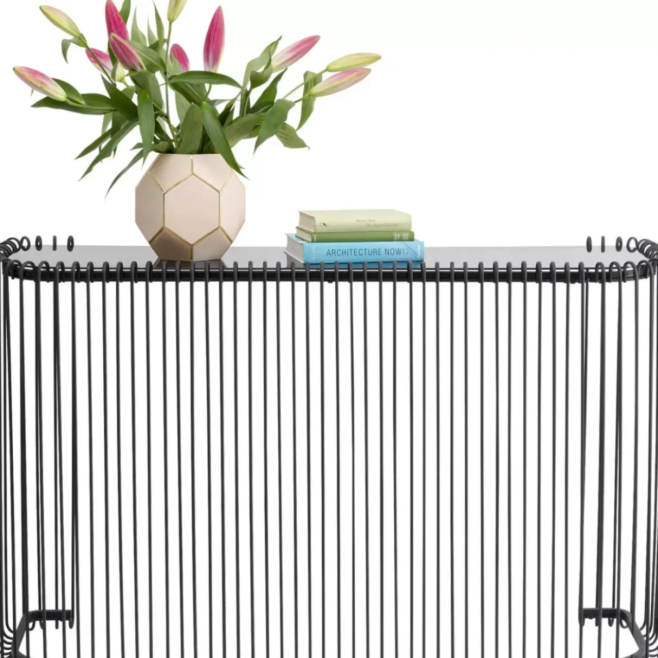 Kommoden & Sideboards-KARE Design Konsole Wire Glas Schwarz 142X89Cm