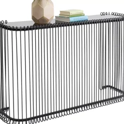 Kommoden & Sideboards-KARE Design Konsole Wire Glas Schwarz 142X89Cm