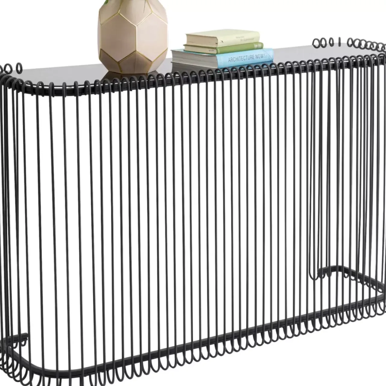 Kommoden & Sideboards-KARE Design Konsole Wire Glas Schwarz 142X89Cm