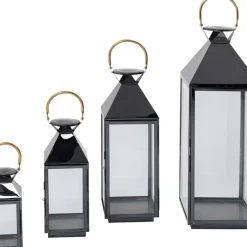 Kerzenständer & Laternen-KARE Design Laterne Giardino Schwarz Gold (4/Set)
