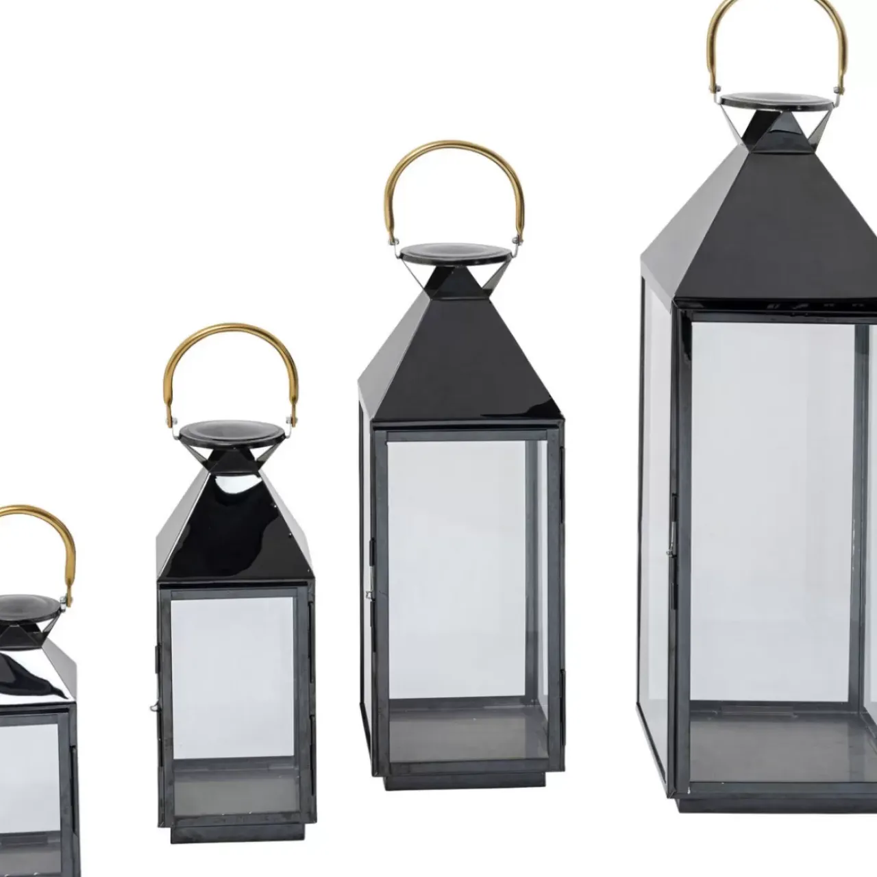 Kerzenständer & Laternen-KARE Design Laterne Giardino Schwarz Gold (4/Set)