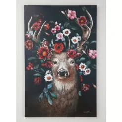 Bilder-KARE Design Leinwandbild Deer In Flower 90X140Cm