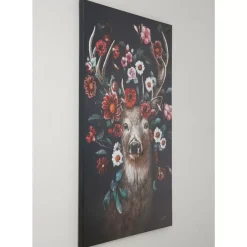 Bilder-KARE Design Leinwandbild Deer In Flower 90X140Cm