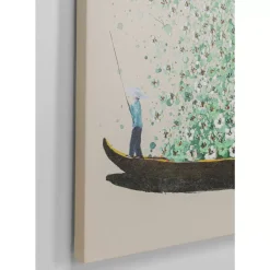 Bilder-KARE Design Leinwandbild Flower Boat Beige Grun 120X160Cm
