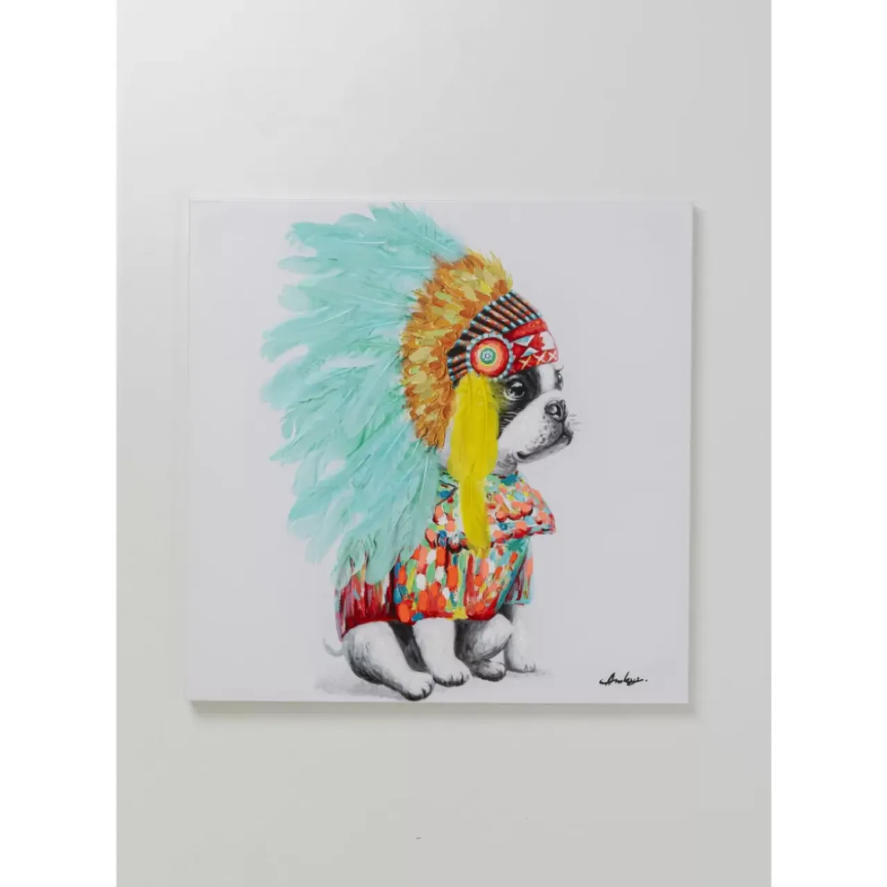 Bilder-KARE Design Leinwandbild Headdress Dog 80X80Cm