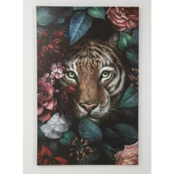 Bilder-KARE Design Leinwandbild Tiger In Flower 90X140Cm