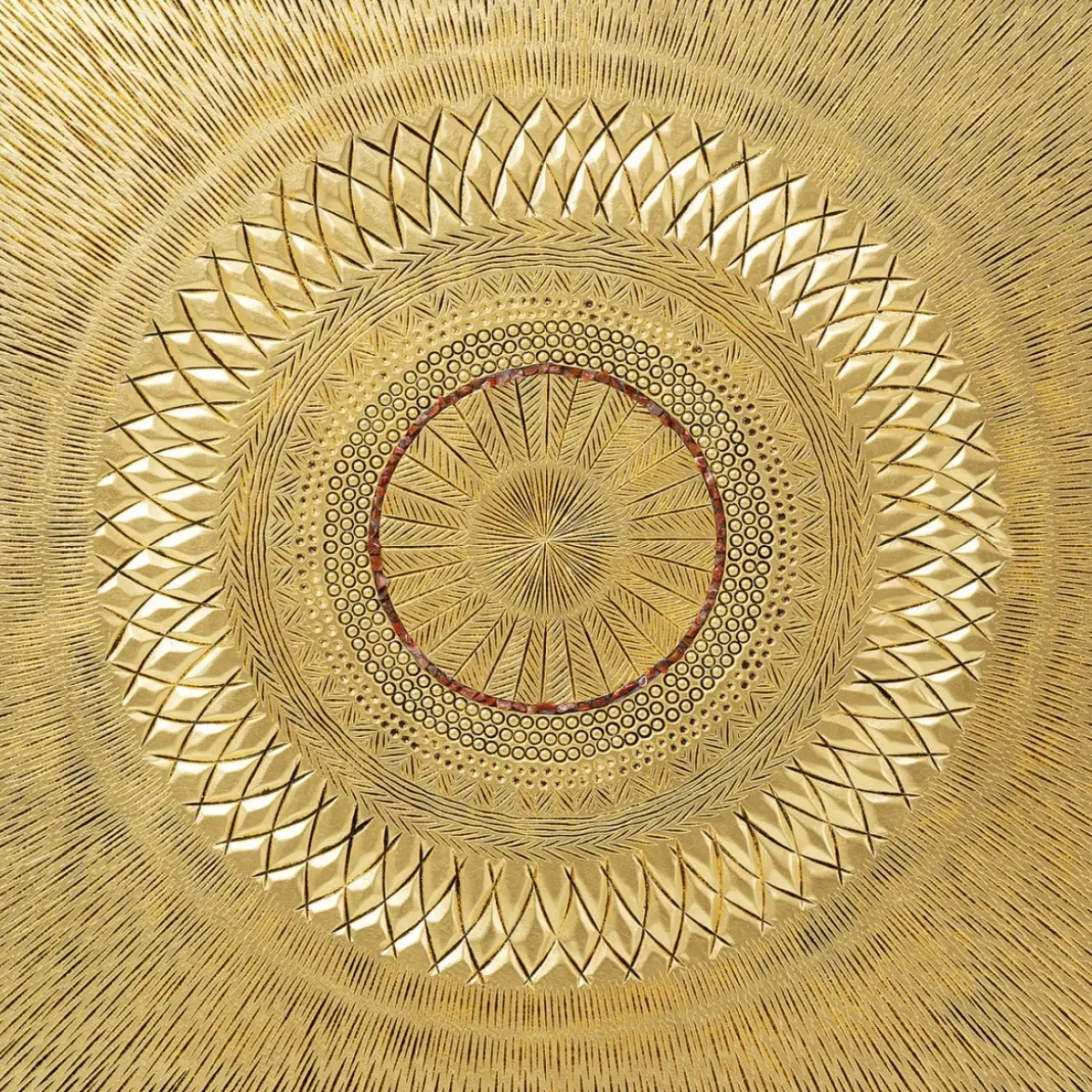 Bilder-KARE Design Objektbild Art Geometric Circle Gold 120X120Cm