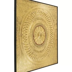 Bilder-KARE Design Objektbild Art Geometric Circle Gold 120X120Cm