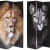 Paravents-KARE Design Paravent King Lion Vs Cat Girl 120X180Cm