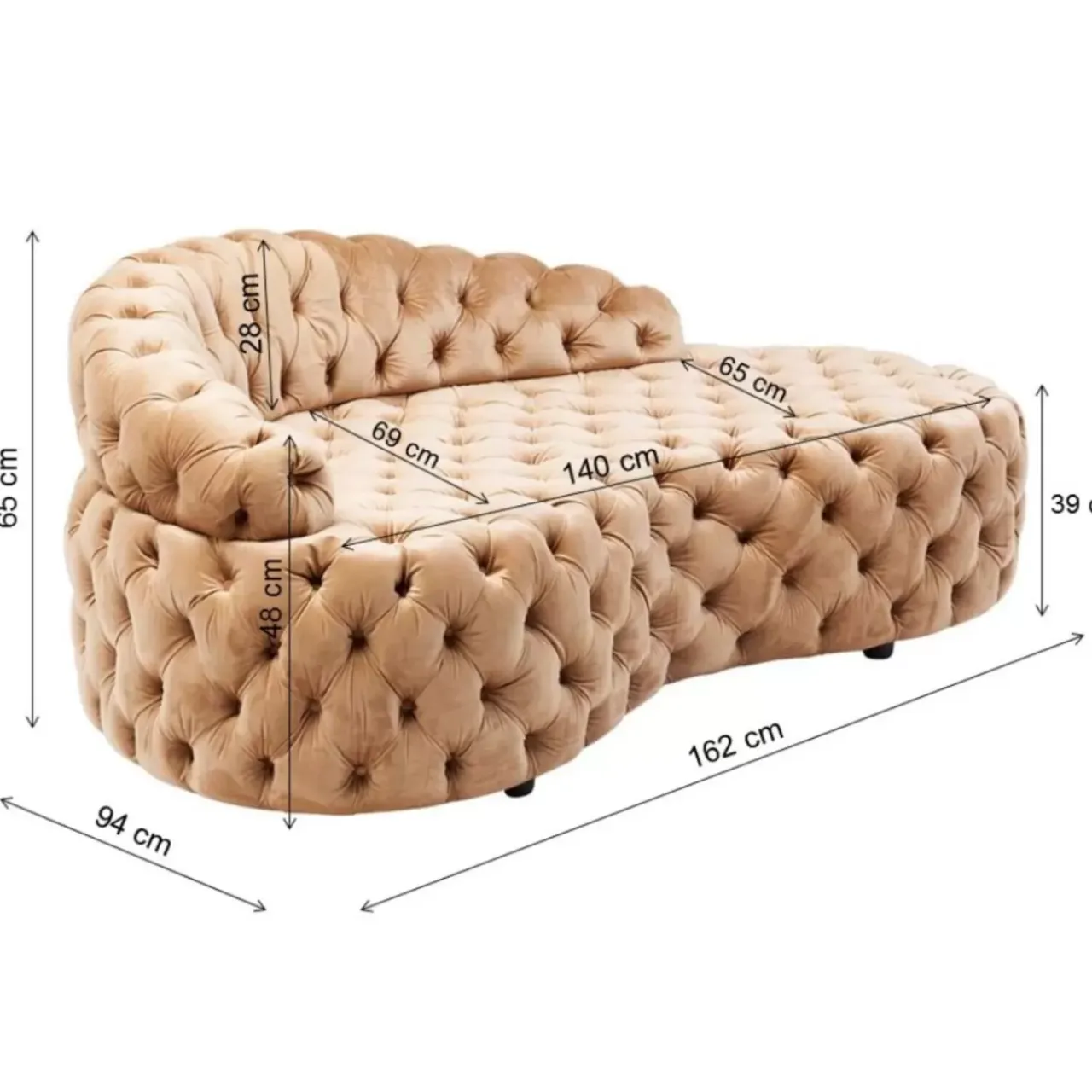 Sofas & Couches-KARE Design Recamiere Santa Barbara 162Cm