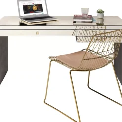 Tische-KARE Design Schreibtisch Luxury Champagne 140X60Cm