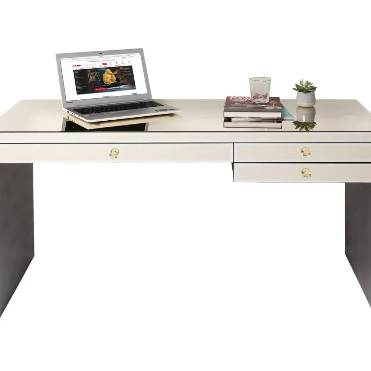 Tische-KARE Design Schreibtisch Luxury Champagne 140X60Cm