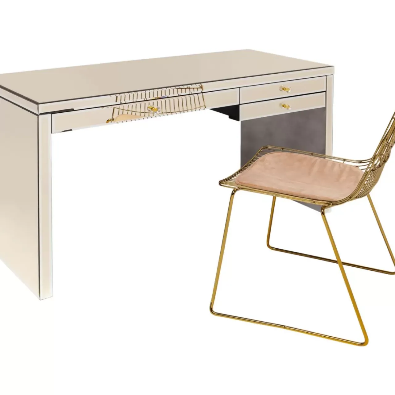 Tische-KARE Design Schreibtisch Luxury Champagne 140X60Cm