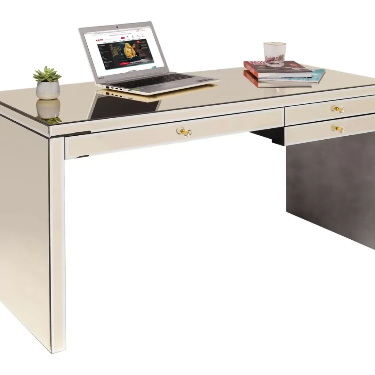Tische-KARE Design Schreibtisch Luxury Champagne 140X60Cm