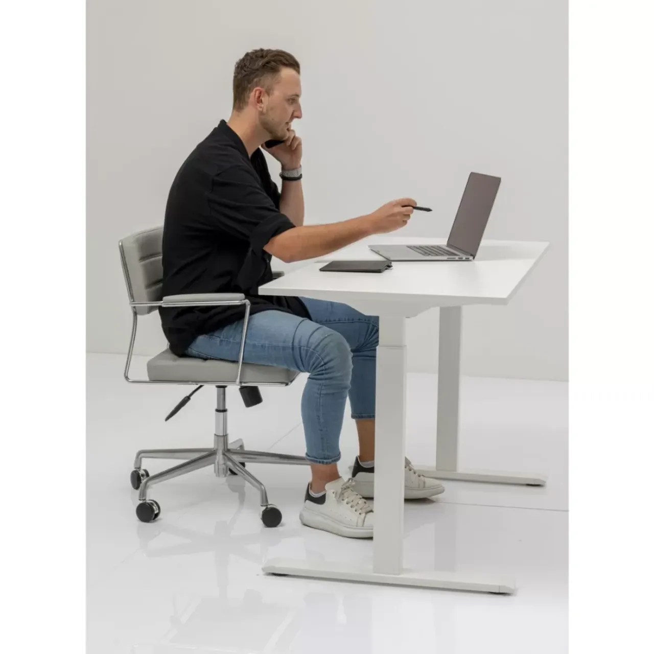 Tische-KARE Design Schreibtisch Office Smart Weis Weis 120X70