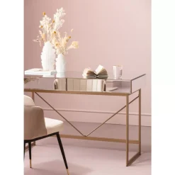 Tische-KARE Design Schreibtisch Soran Gold 120X50Cm