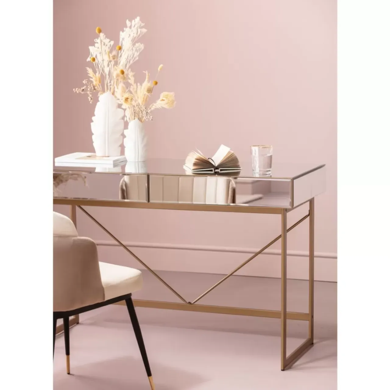 Tische-KARE Design Schreibtisch Soran Gold 120X50Cm
