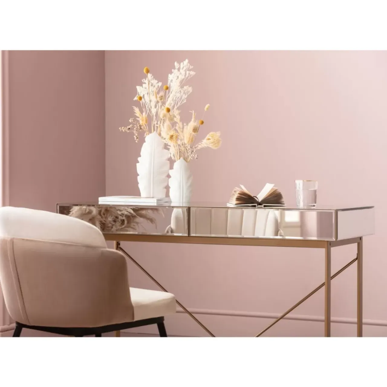 Tische-KARE Design Schreibtisch Soran Gold 120X50Cm
