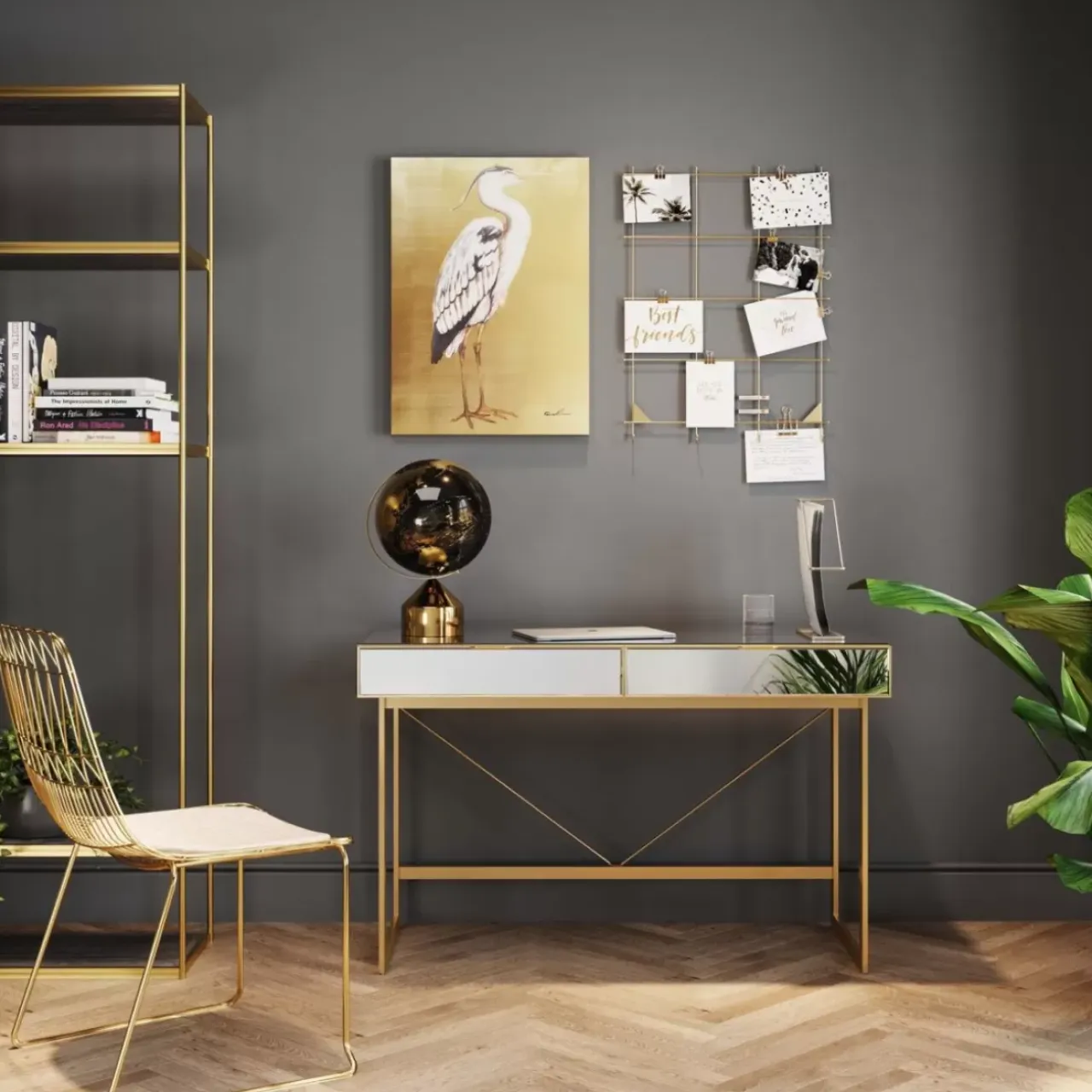 Tische-KARE Design Schreibtisch Soran Gold 120X50Cm