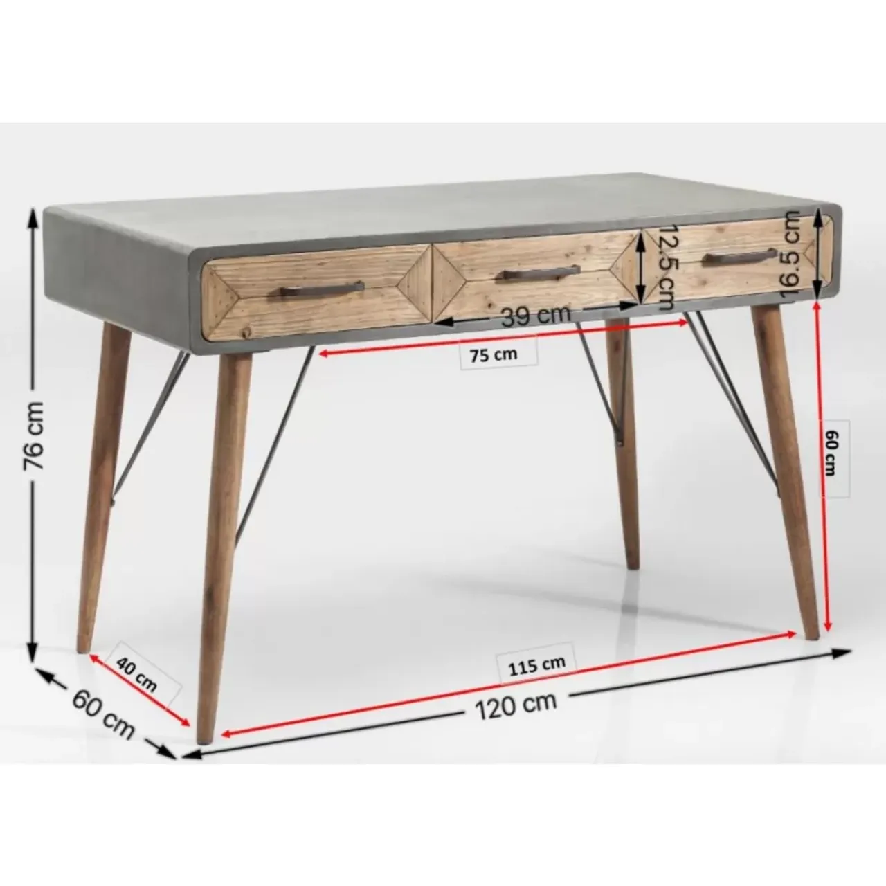 Tische-KARE Design Schreibtisch X Factory 120X60Cm 3Sk