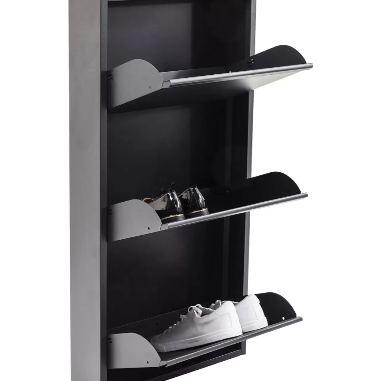 Kleinmöbel & Sonstiges-KARE Design Schuhkipper Caruso 3-Er Anthrazit (Mo)
