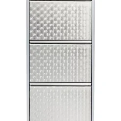 Kleinmöbel & Sonstiges-KARE Design Schuhkipper Caruso 3-Er Silber/Geflext