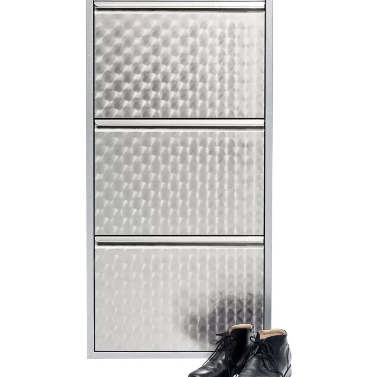 Kleinmöbel & Sonstiges-KARE Design Schuhkipper Caruso 3-Er Silber/Geflext